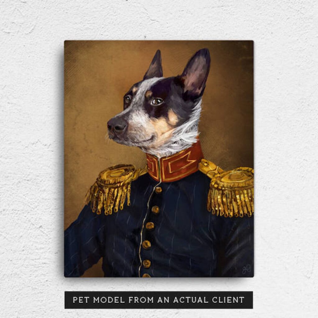 a portrait of a dog dressed as royalty