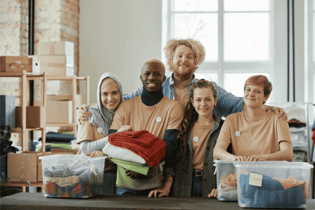A group of happy volunteers