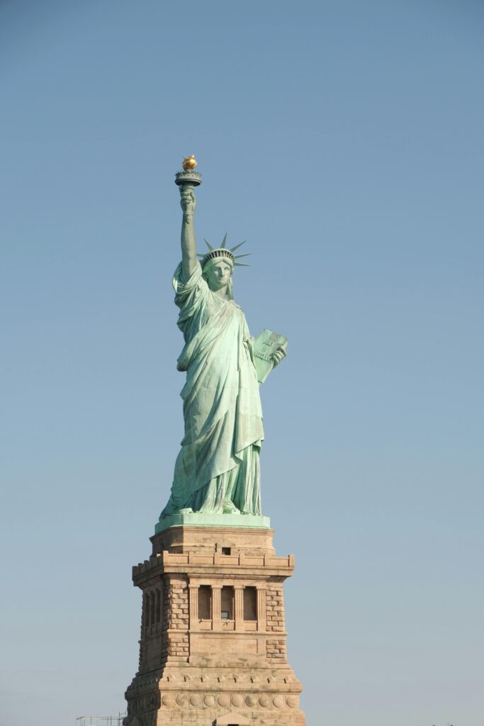 Close up image of the statue of liberty