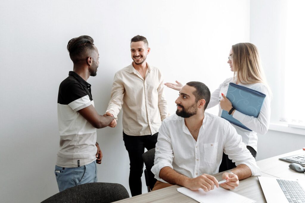 Bonded coworkers socializing