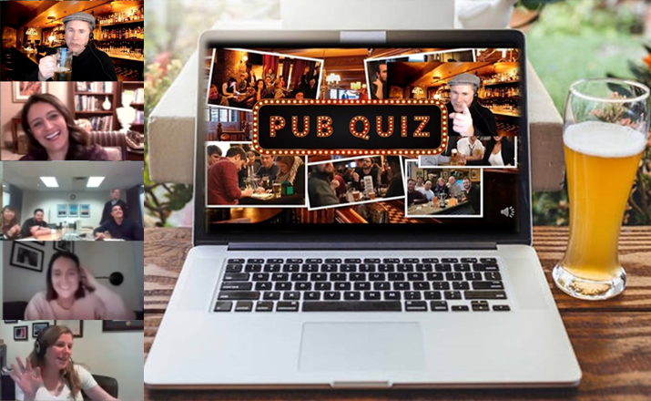 teammates can have fun and be social with a virtual happy hour trivia team building activity
