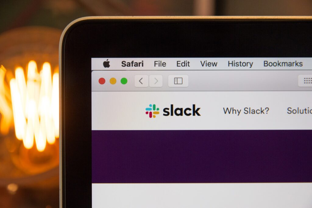 slack on a computer screen for remote leaders to communicate with their team