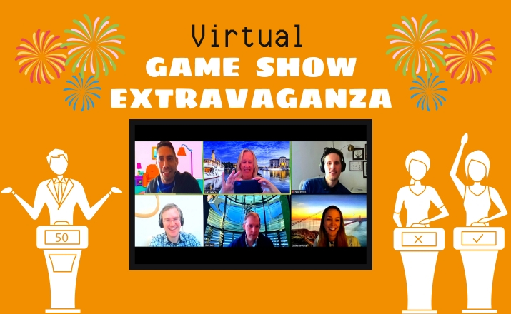 virtual game show extravaganza challenges ceos and senior executives to get out of their comfort zones in a team building activity