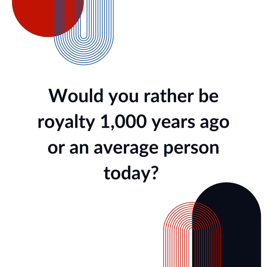Would you rather be royalty 1000 years ago or an average person today would you rather question